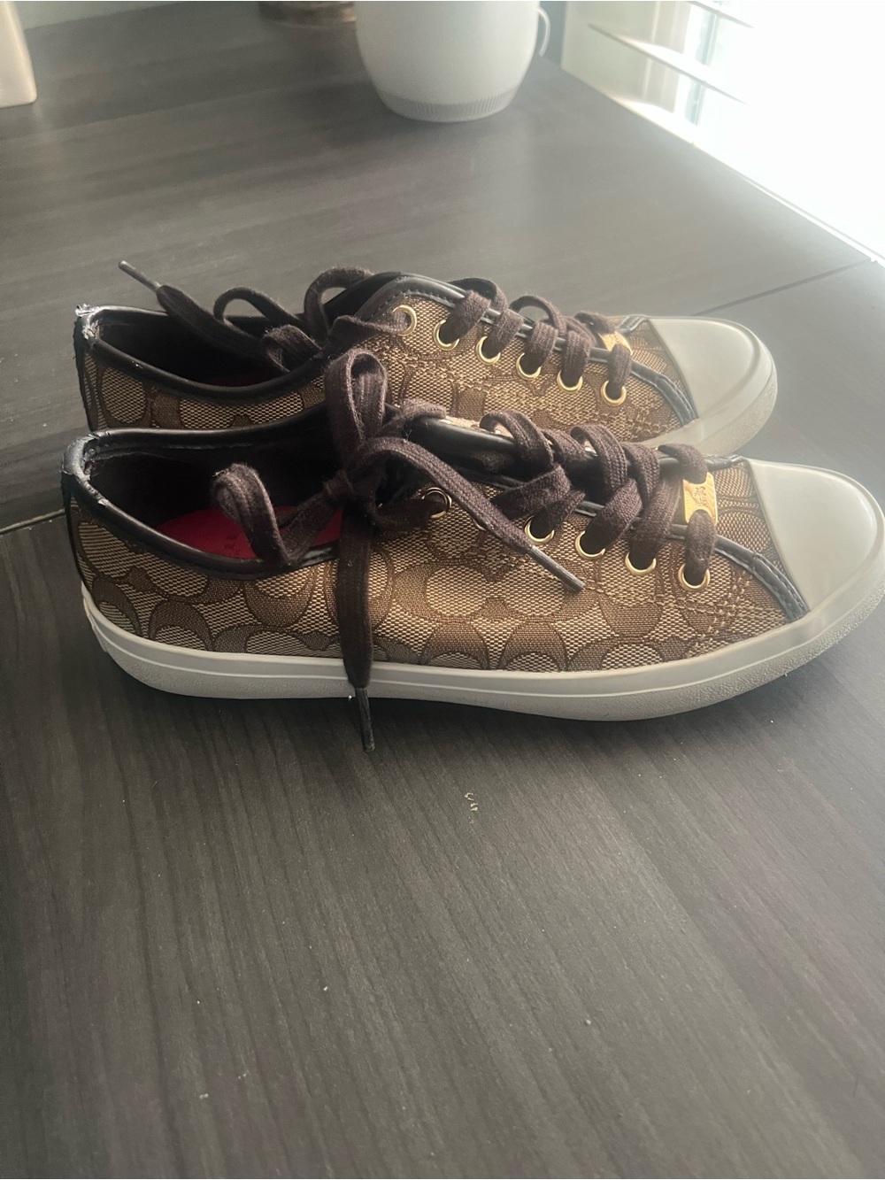 Coach Brown Signature Canvas Low-Top Sneakers